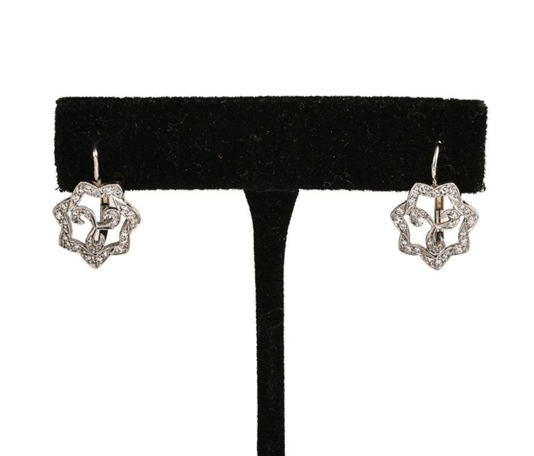 14K WG Diamond Rosette Earrings
