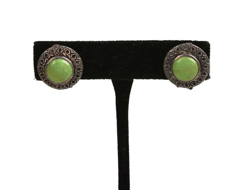 Sterling Silver Green Turquoise Earrings