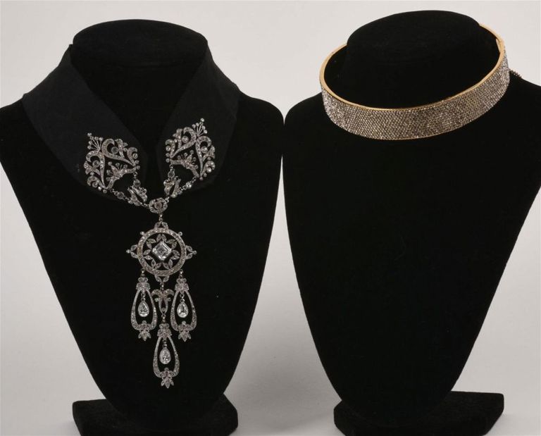 Two Rhinestone Collar Necklaces