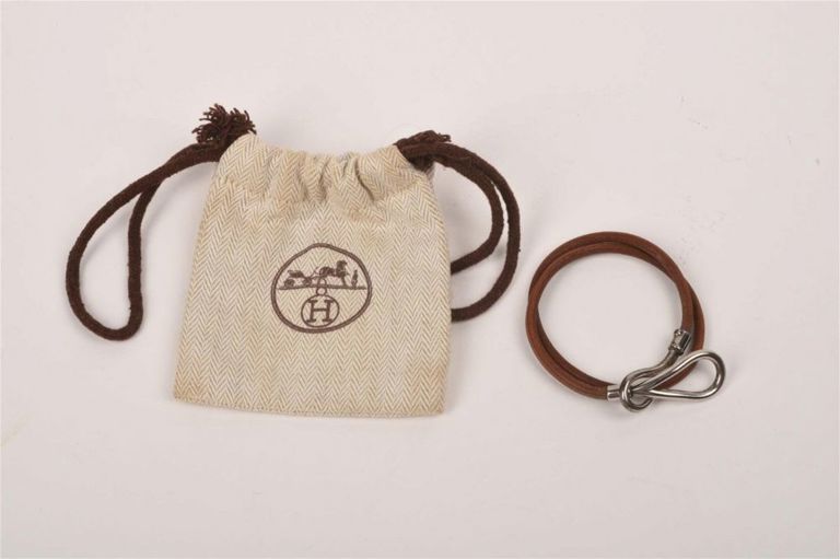 Hermes Leather and Silver Bracelet
