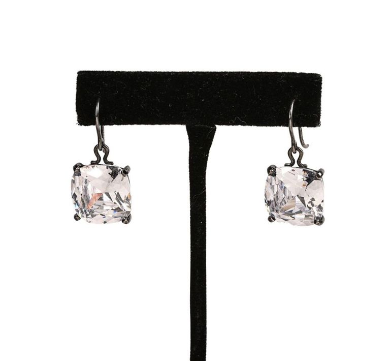 Bottega Venata Oxidized Silver Clear Stone Earrings