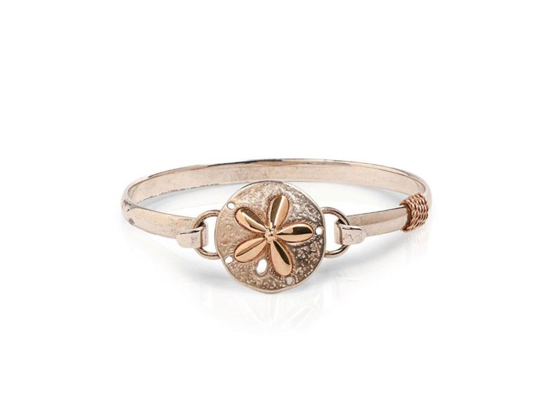 Sterling Silver/14K Sand Dollar Charm Bracelet