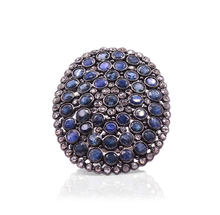 Sterling Silver Sapphire & Diamond Bohemian Ring