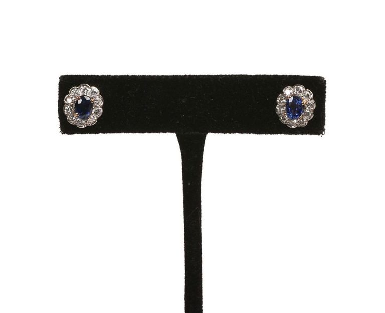 14K Sapphire & Diamond Earrings