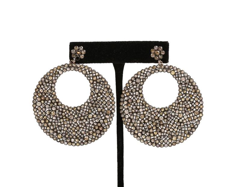18K Pave Diamond Doorknocker Earrings