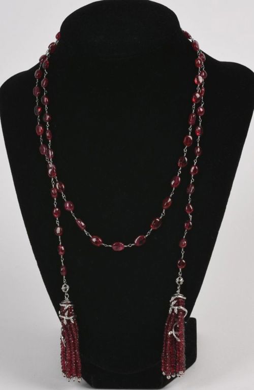 14K Ruby Bead & Diamond Accent Lariat Necklace