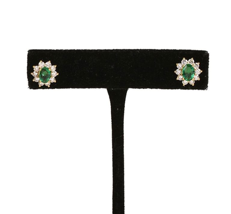 18K Tiffany & Co Emerald & Diamond Earrings