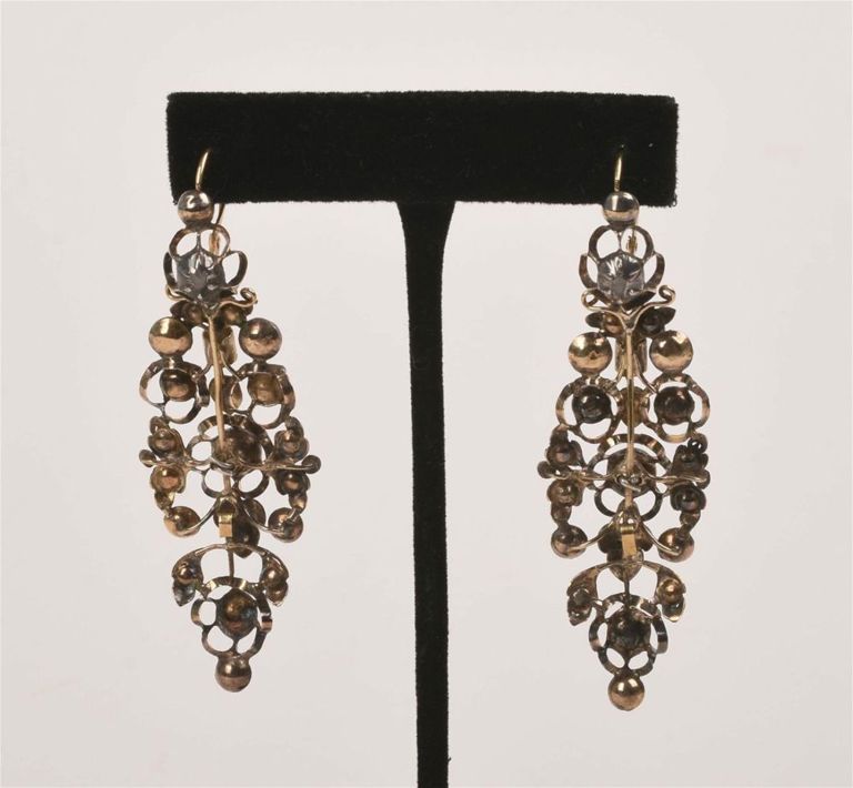 Two Pairs Victorian Dangle Earrings.