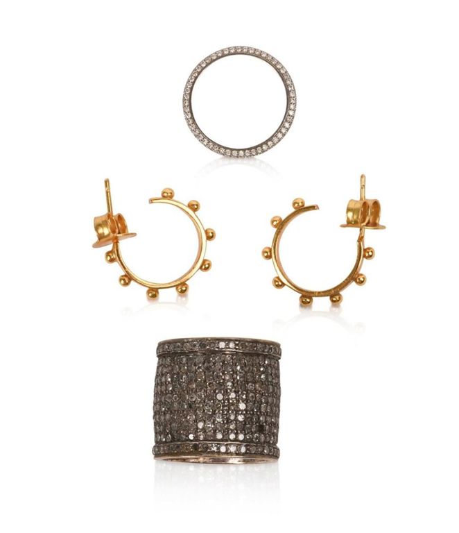 Two Rings and a Pair of Earrings.