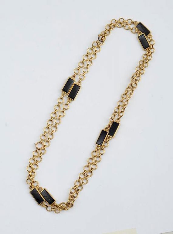 18k Gold and Black Onyx Long Chain, Van Cleef & Arpels