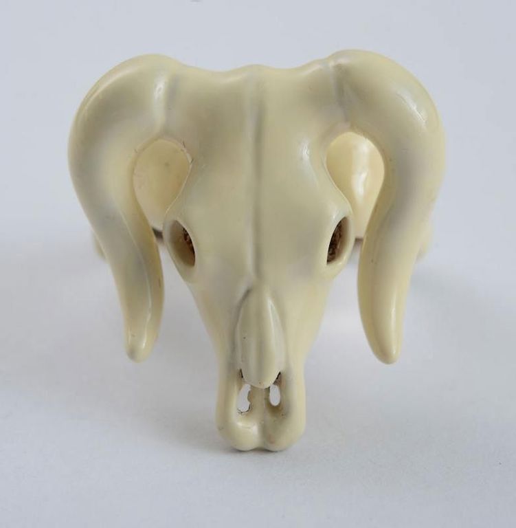 Silver and Cream Enamel Skull Ring, by Solange Azagury-partridge