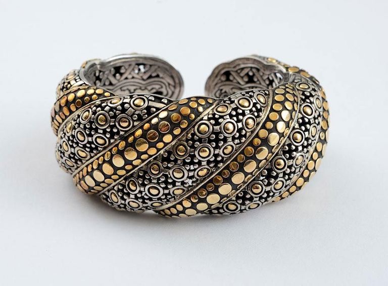 Sterling Silver and 18k Gold Bangle, John Hardy