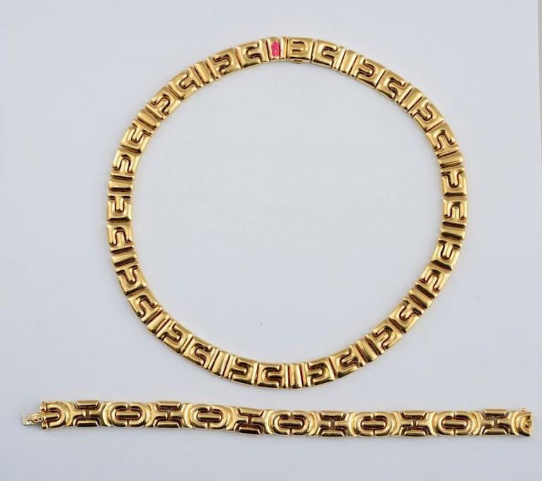 18k Gold Necklace and Matching Bracelet, Bulgari
