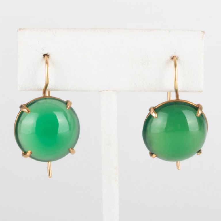 Pair of Green Chrysoprase Earrings