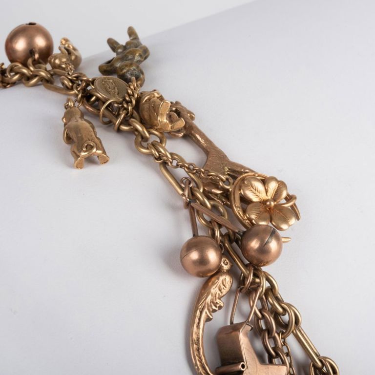 14k Gold Charm Bracelet with Multiple Charms