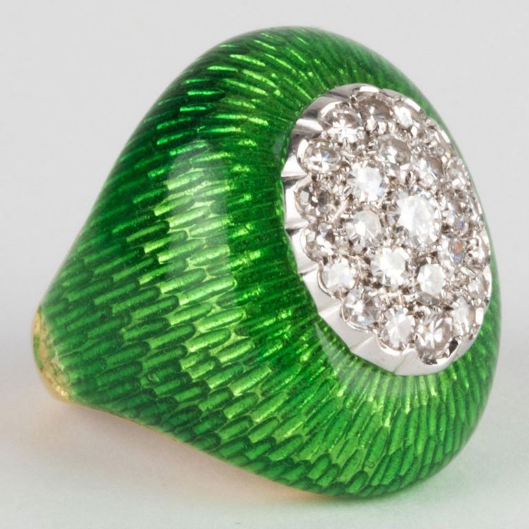 Gold, Diamond, and Enamel Ring