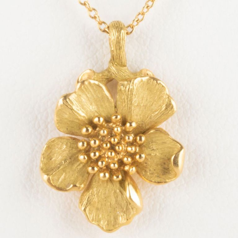 Tiffany & Co. 18k Gold Floral Pendant Necklace