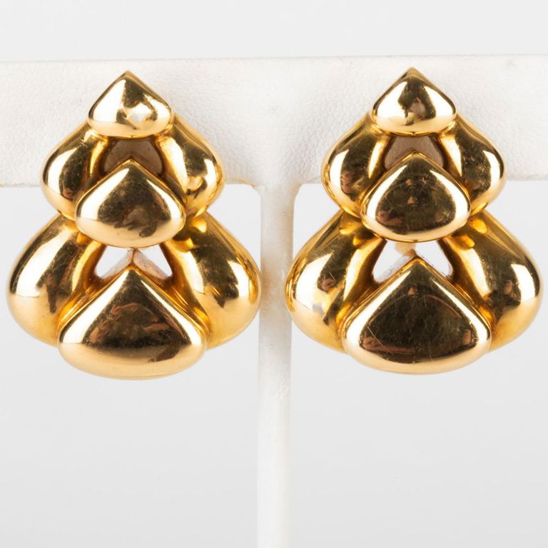 Pair of Marina B 18k Gold Pendant Earclips