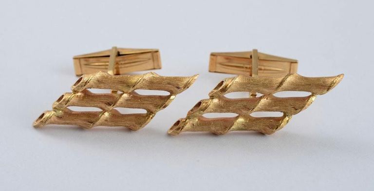 14k Gold Bamboo" Cufflinks"