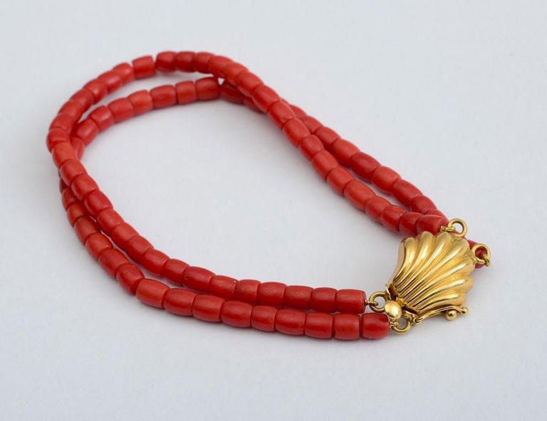 Two-Strand Coral Bead Bracelet