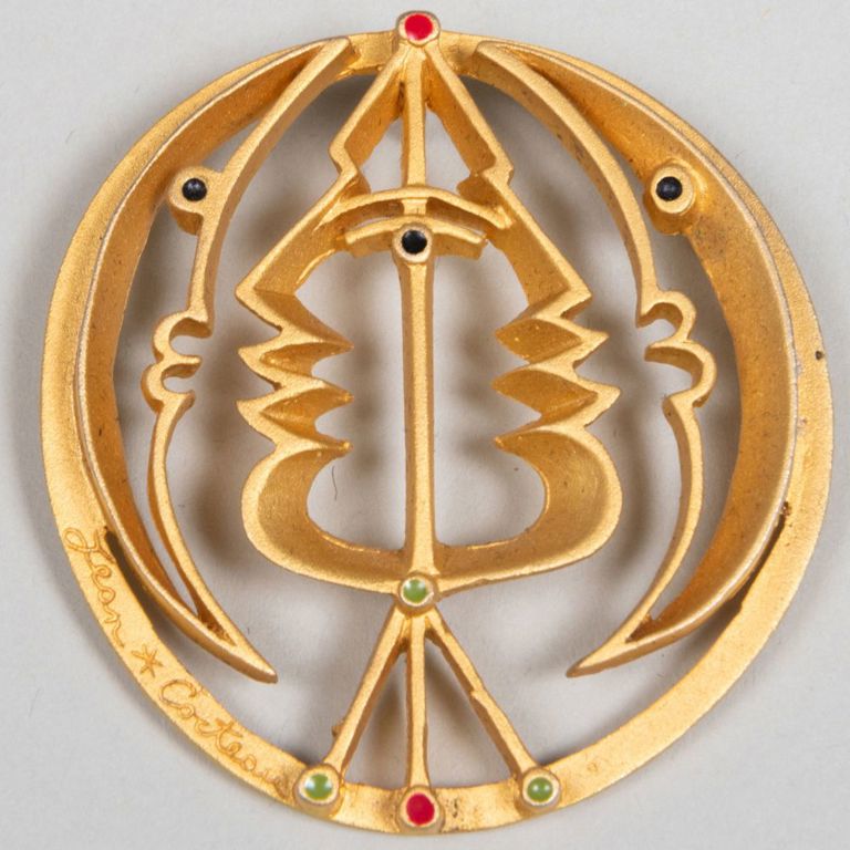 Cocteau Golden Faces Gilt-Metal Brooch