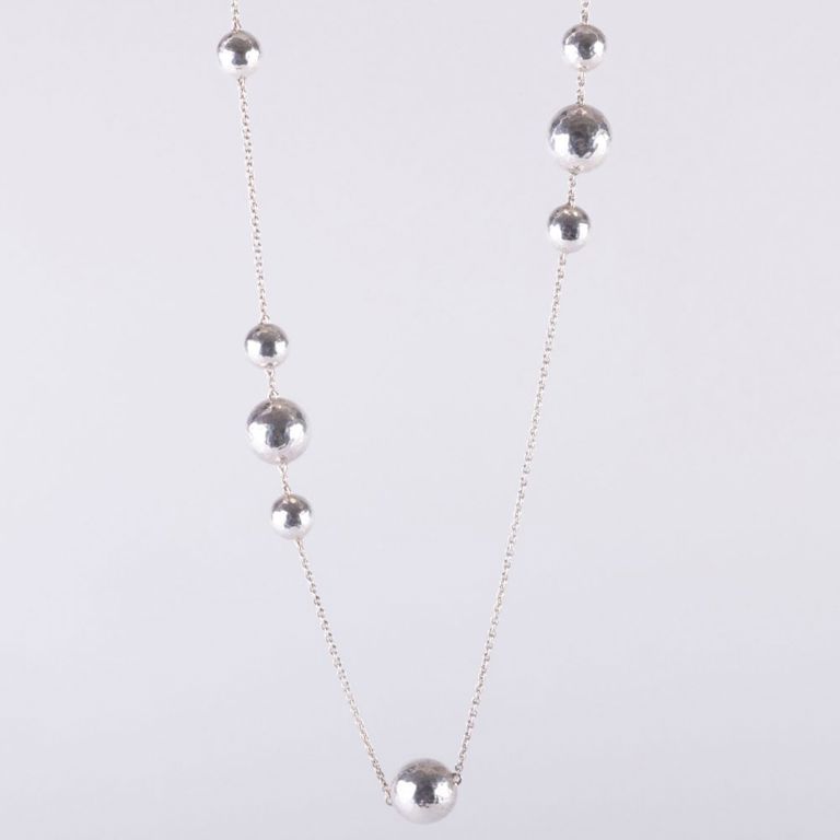 Two Sterling Silver Chain and Bead Necklaces
