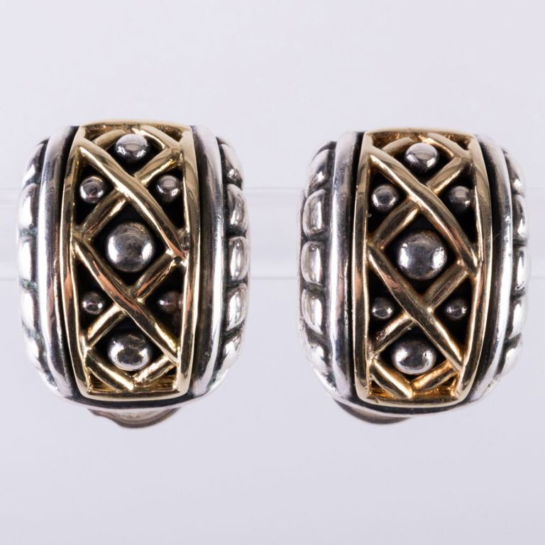 Caviar Sterling Silver and 18k Gold Earrings