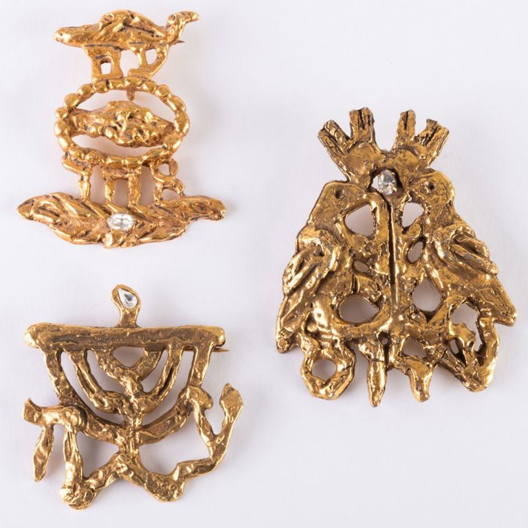 Three Jacques Lipchitz Gilt-metal Brooches