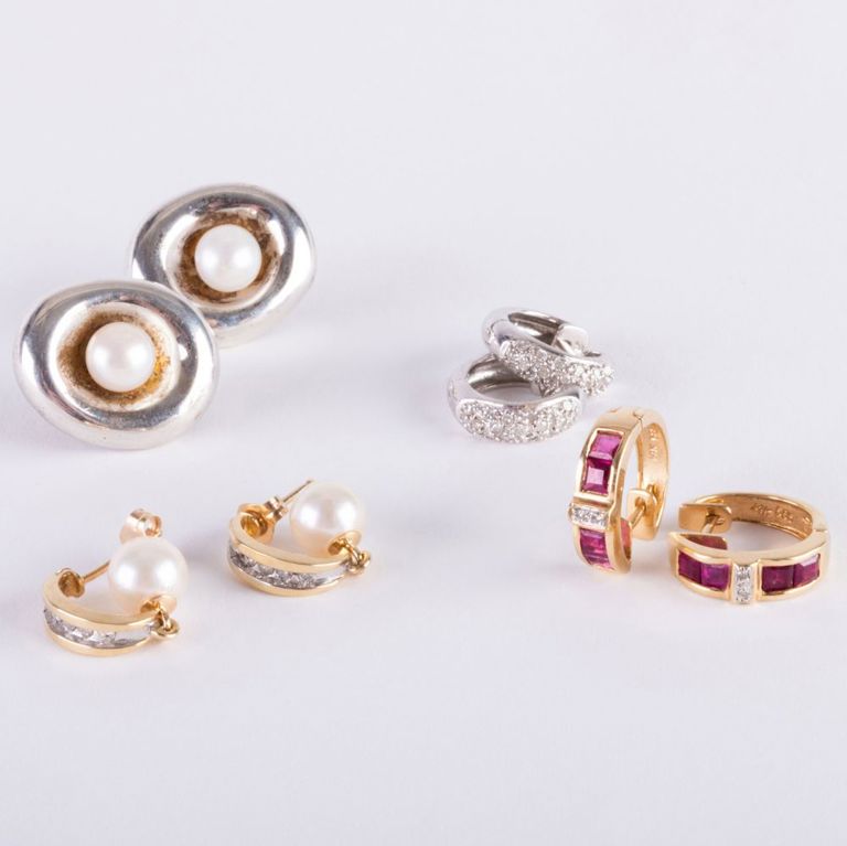 Group of Four Pairs of Earrings