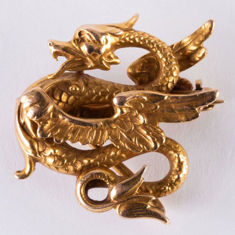 14k Gold Griffin Brooch