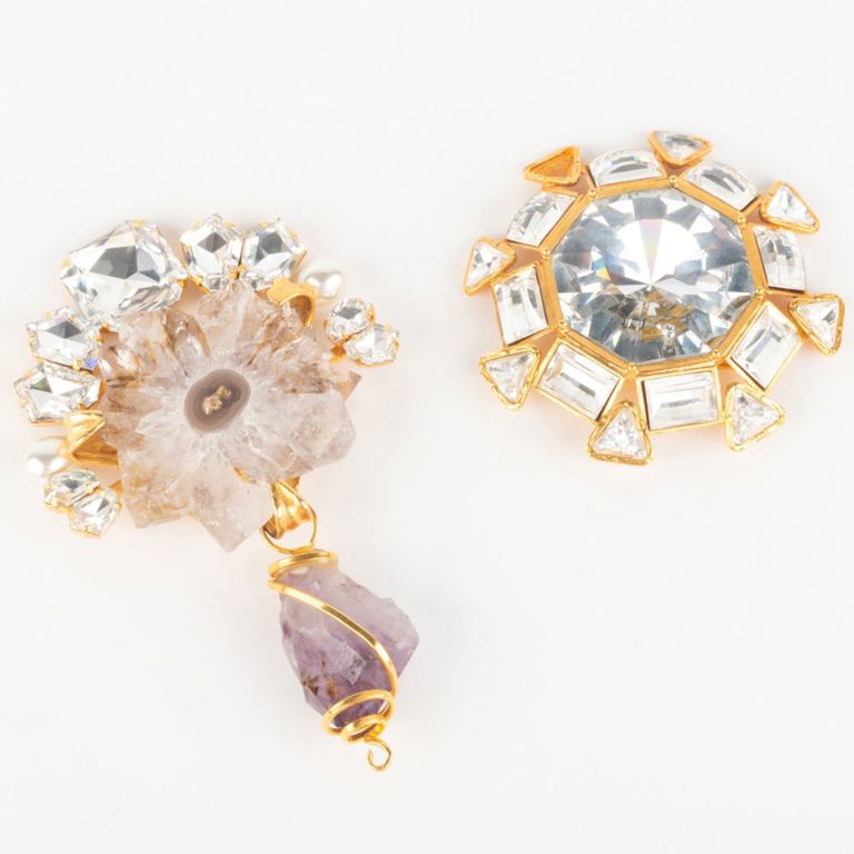 Large Amethyst and Jeweled Brooch