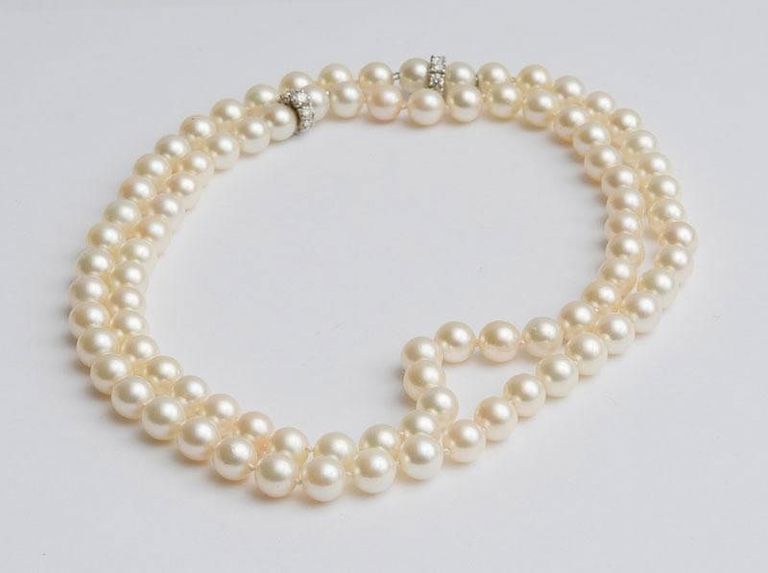 Two Cultured Pearl and Diamond Necklaces