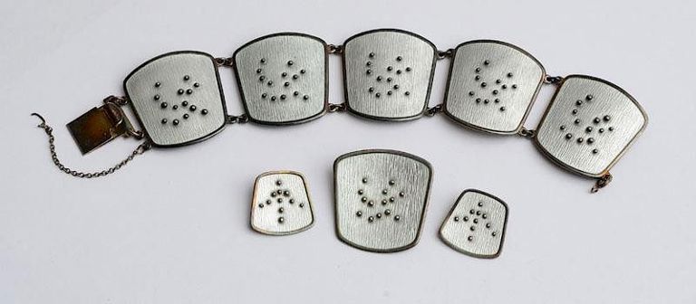 Karl A. Rasmussen Bracelet, Brooch and Matching Pair of Earclips