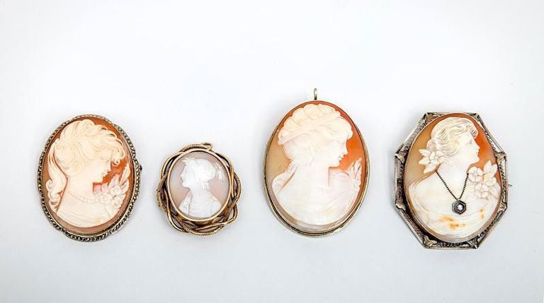 Four Italian Cameo Brooches