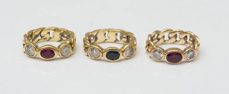 Three 18k Gold and Diamond Rings