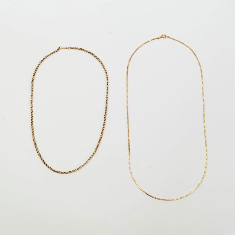 Two Low Karat Gold Link Necklaces