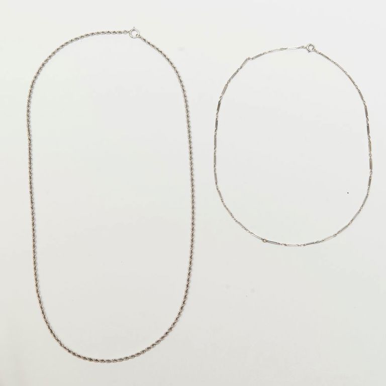 14k White Gold Chain Necklace and an 18k White Gold Chain Necklace