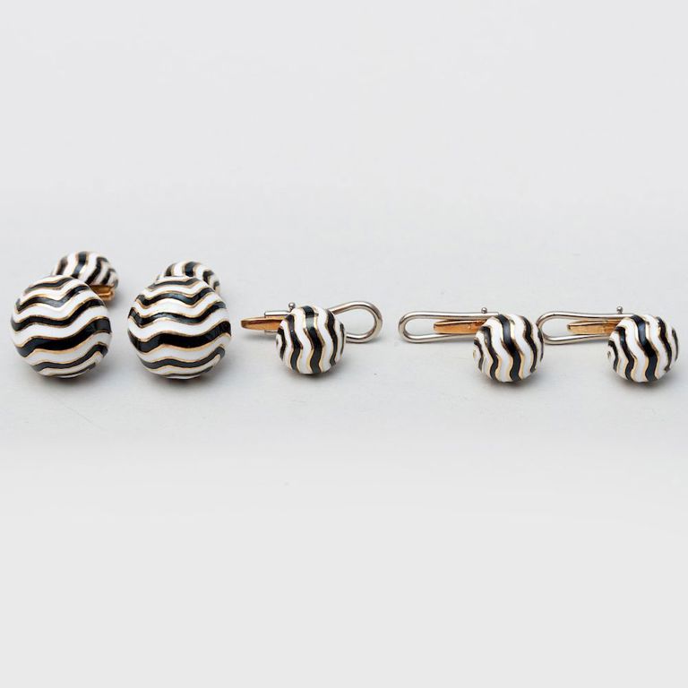 David Webb 18k Gold and Enamel Men's Dress Set