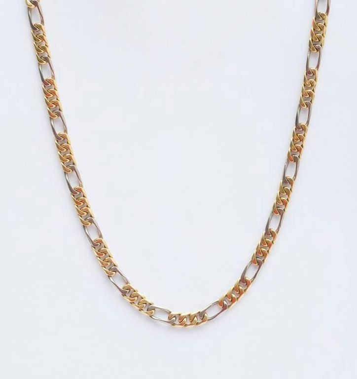 18k Yellow and White Gold Curb Link Chain Necklace