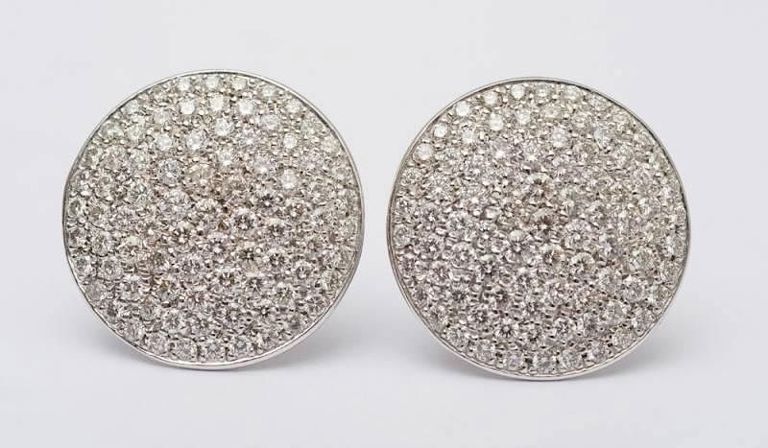 Pair of Luca Carati 18k White Gold and Pavé Diamond Earrings
