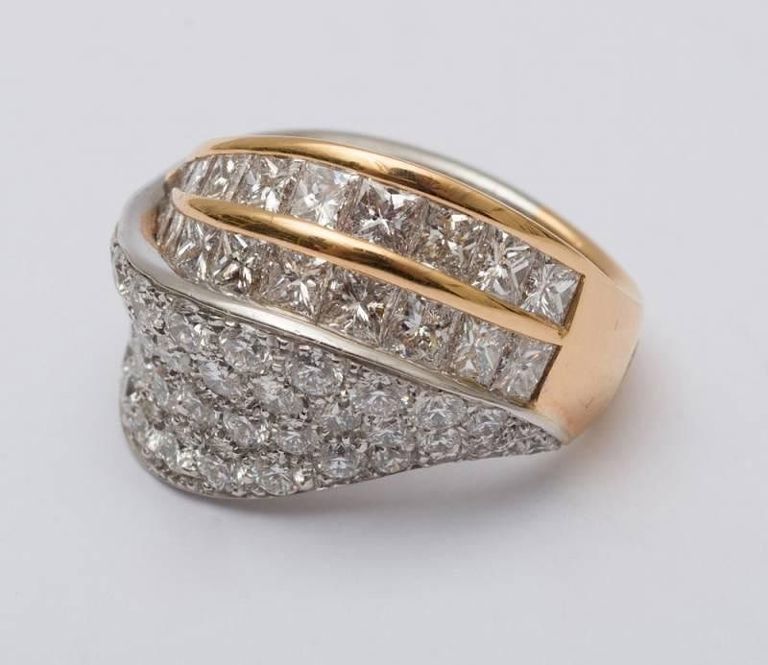 Luca Carati 18k Yellow and White Gold and Diamond Ring
