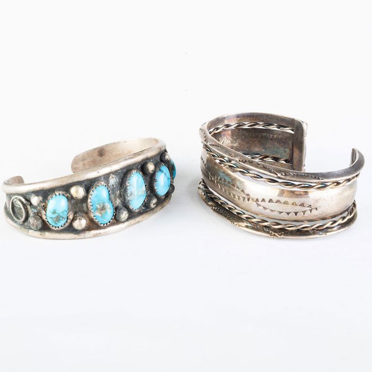 Two Native American Silver Cuff Bracelets