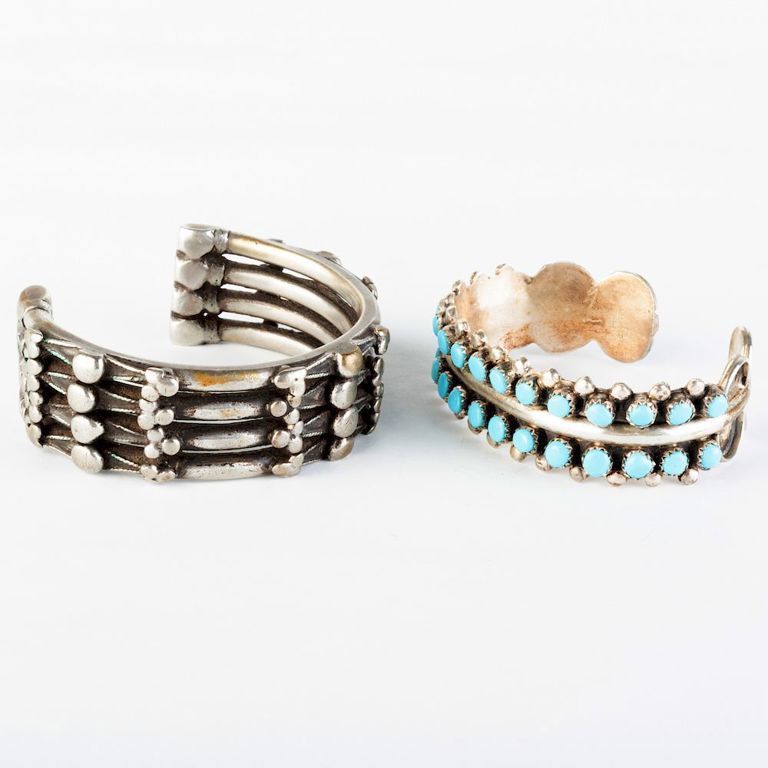 Two Native American Silver Cuff Bracelets