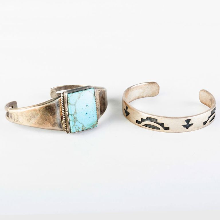 Two Native American Silver Cuff Bracelets