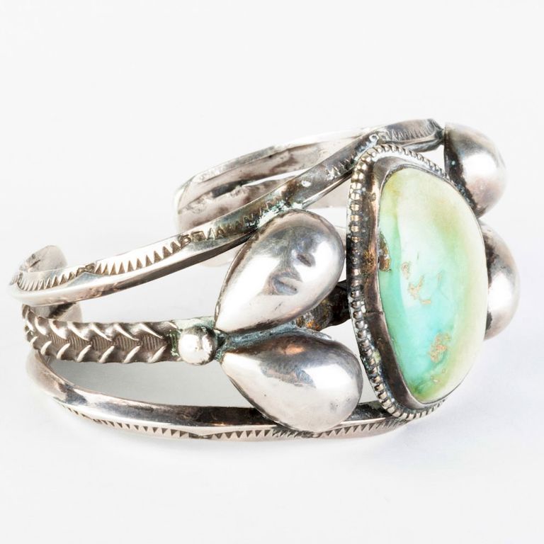 Native American Silver and Turquoise Cuff Bracelet