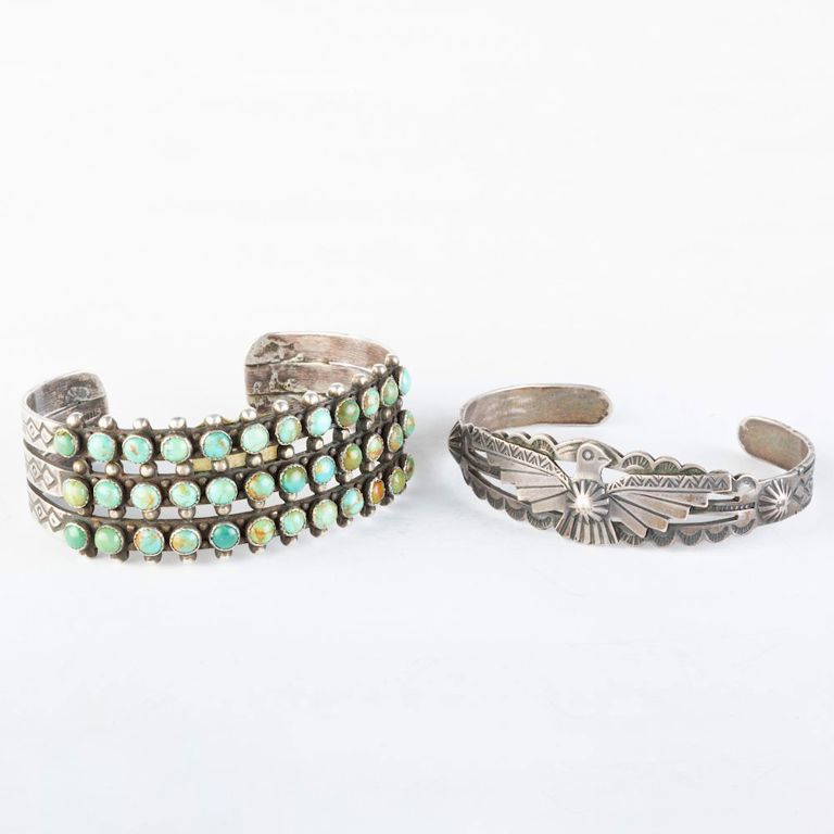 Two Navajo Silver Cuff Bracelets