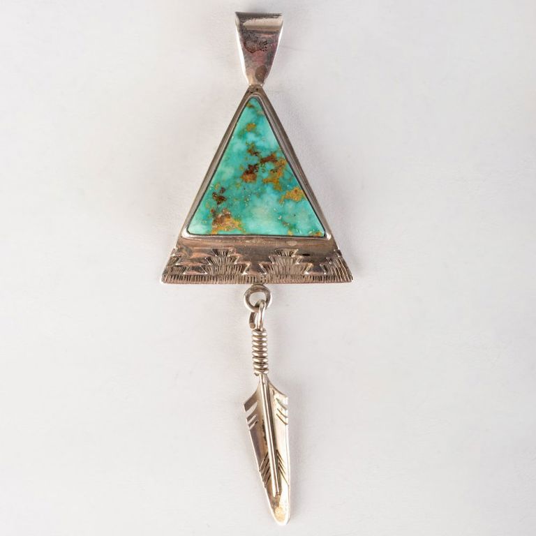 Dennison Tsosie Silver and Turquoise Pendant