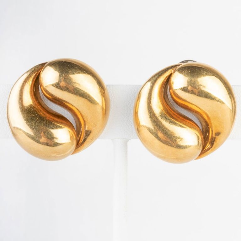 Pair of Josette Calil 18k Gold Yin Yan Earclips