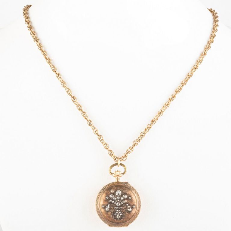 18k Gold and Diamond Pendant Watch