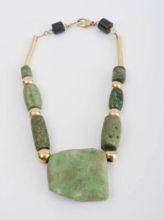 Stone bead necklaces with gold-filled beads